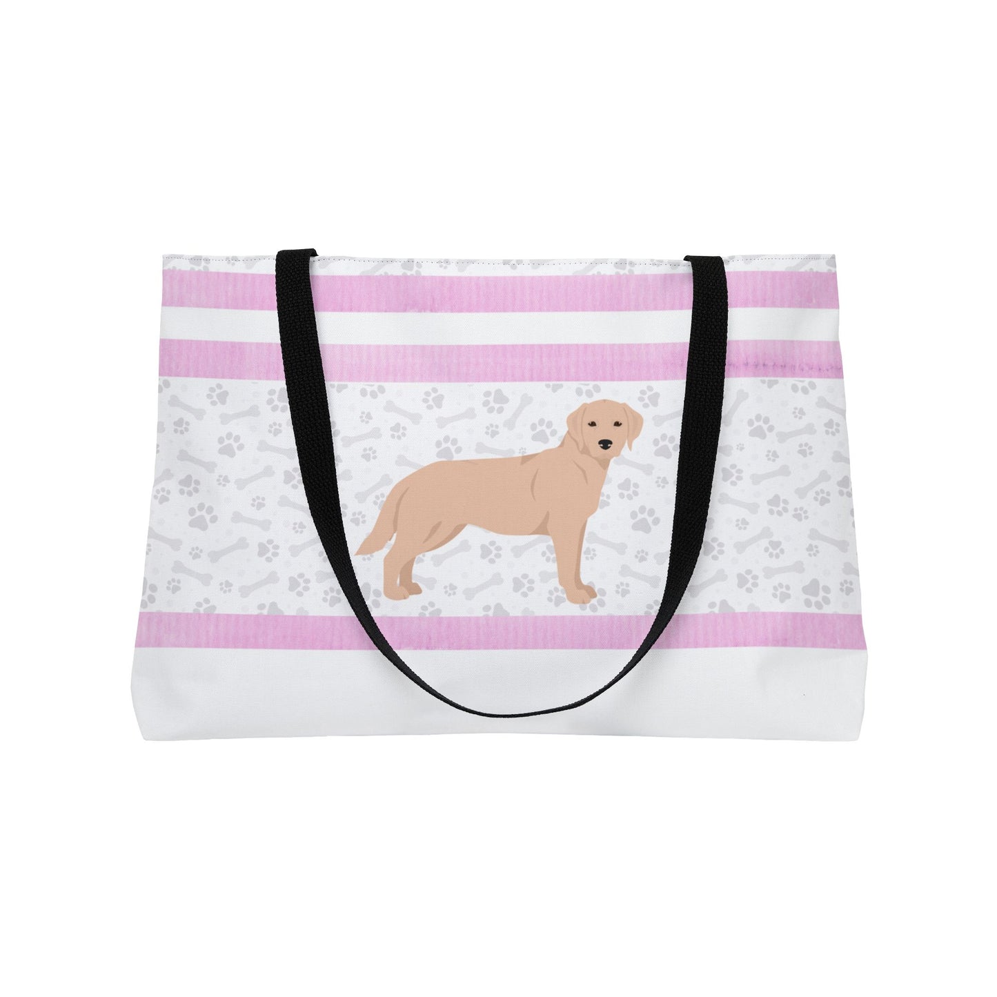 Pink Stripe Yellow Lab Weekender Tote Bag