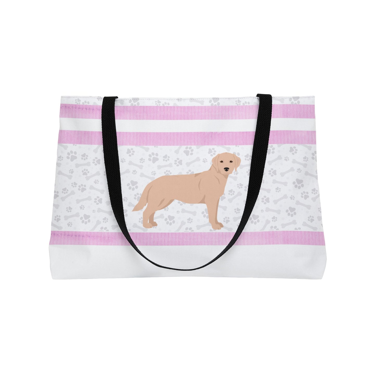 Pink Stripe Yellow Lab Weekender Tote Bag