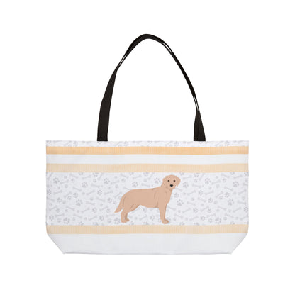 Coral Stripe Yellow Lab Weekender Tote Bag