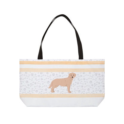 Coral Stripe Yellow Lab Weekender Tote Bag