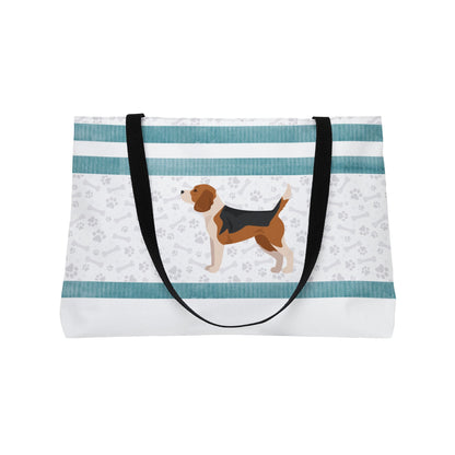 Teal Stripe Beagle Weekender Bag