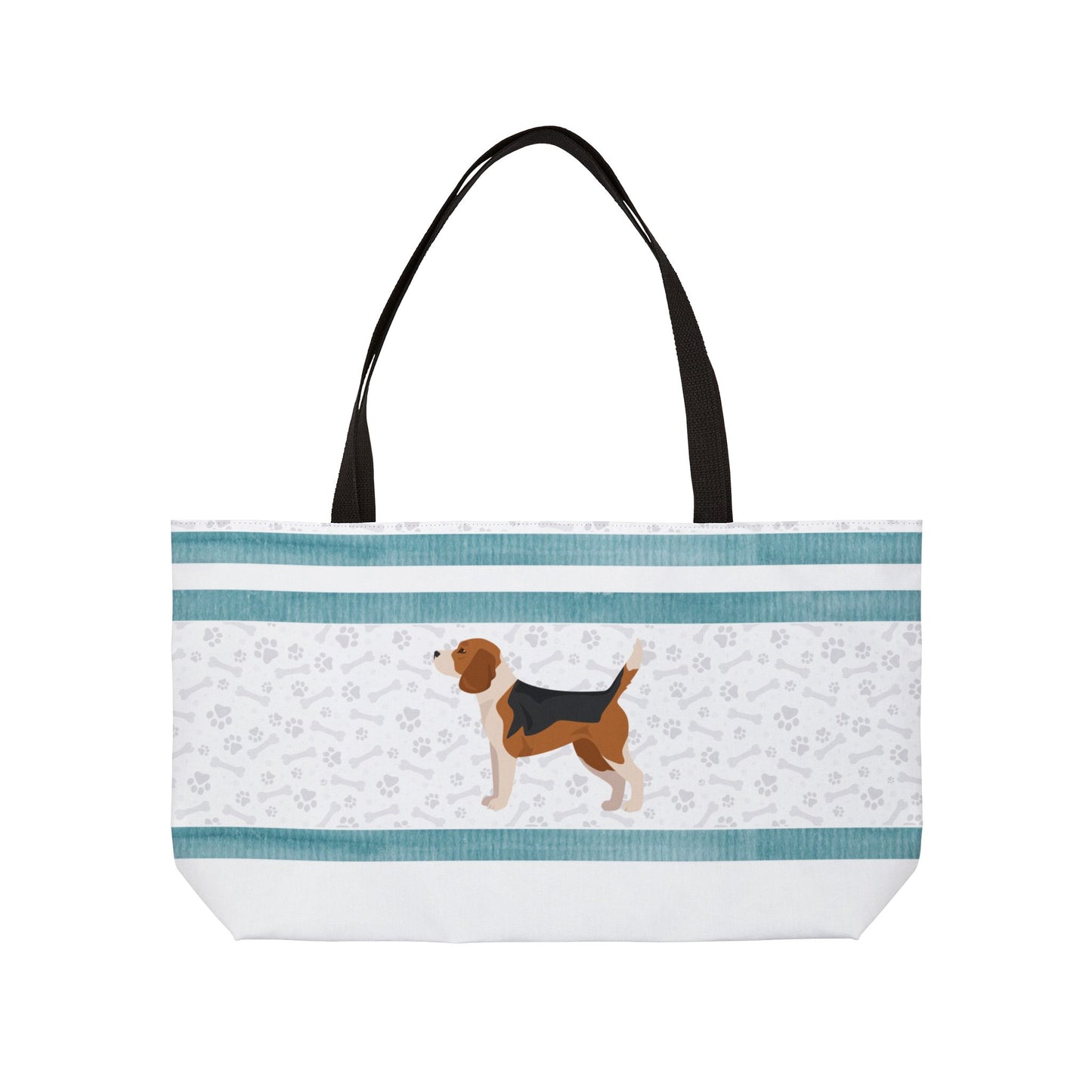 Teal Stripe Beagle Weekender Bag