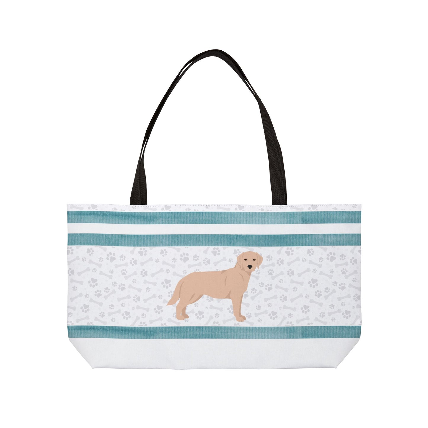 Teal Stripe Yellow Lab Weekender Bag