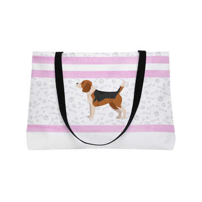 Pink Stripe Beagle Weekender Bag