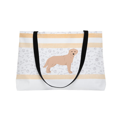 Coral Stripe Yellow Lab Weekender Tote Bag