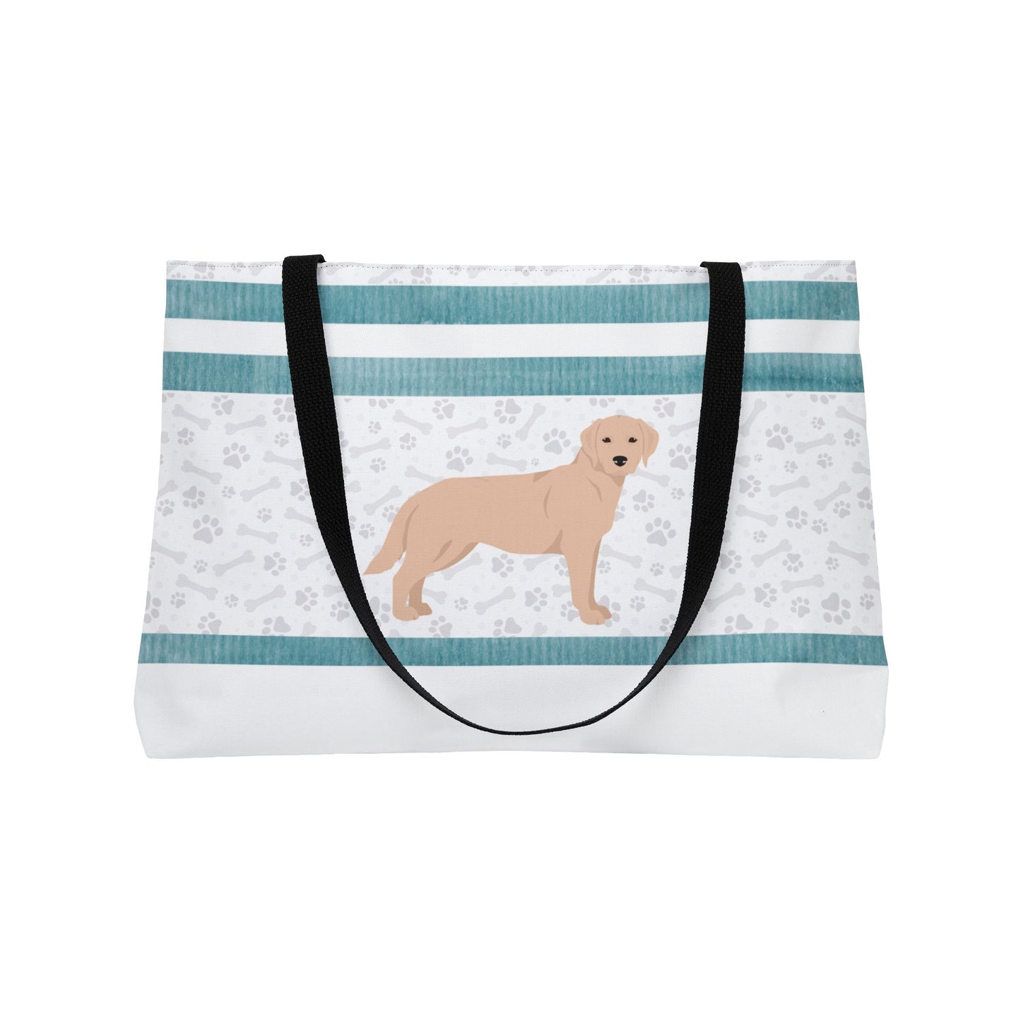 Teal Stripe Yellow Lab Weekender Bag