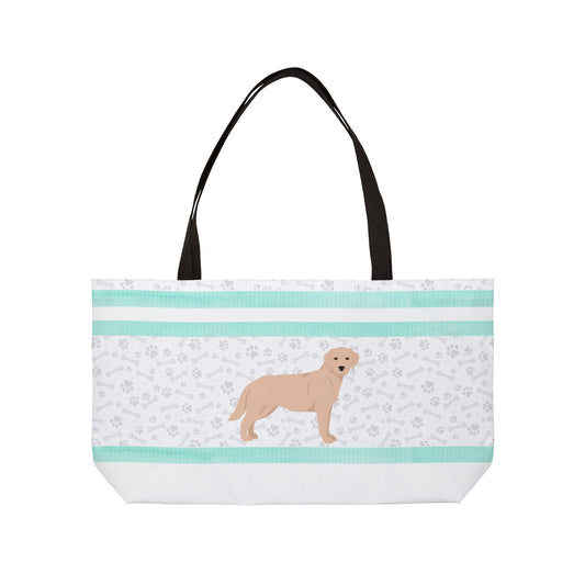 Light Blue Colored Yellow Lab Weekender Tote Bag