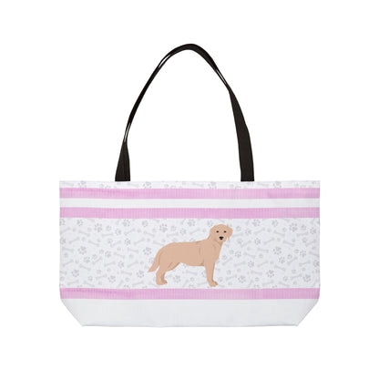 Pink Stripe Yellow Lab Weekender Tote Bag