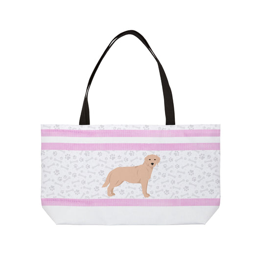 Pink Stripe Yellow Lab Weekender Tote Bag