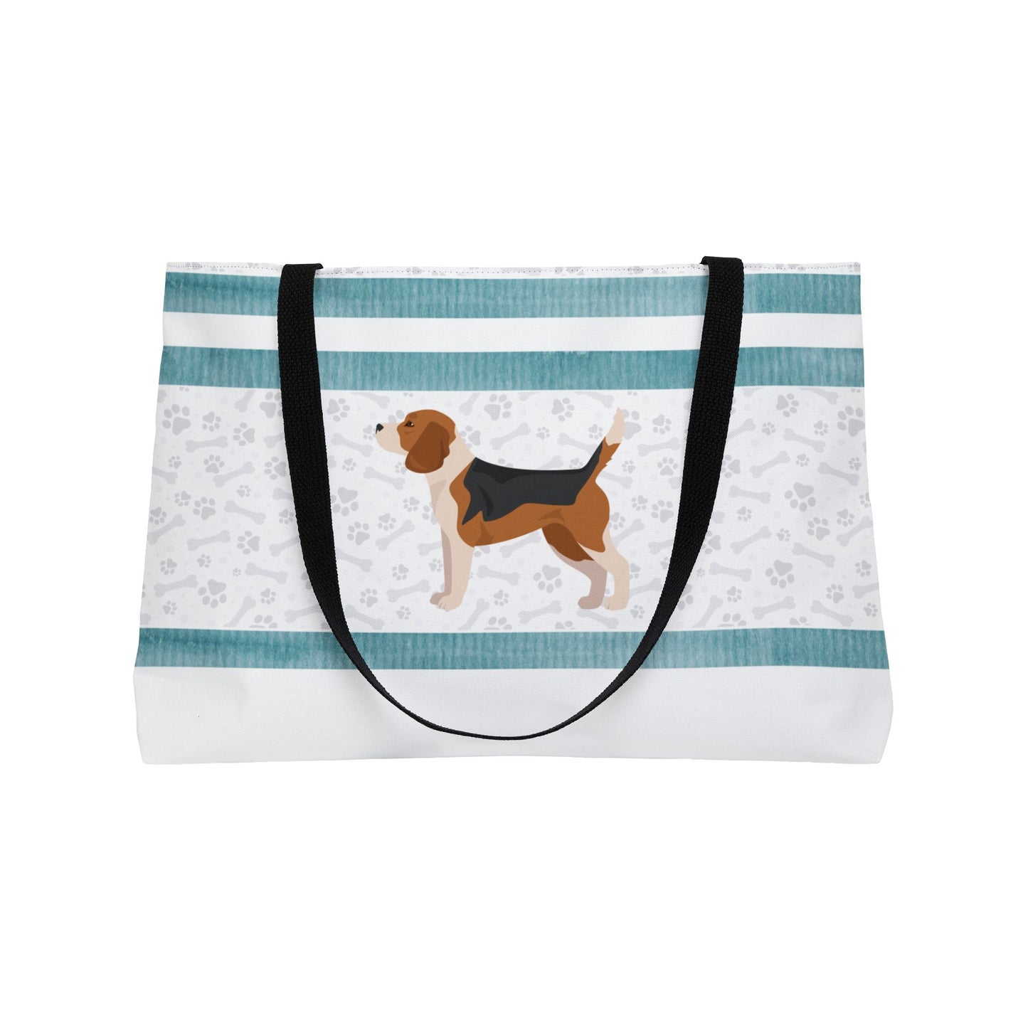 Teal Stripe Beagle Weekender Bag