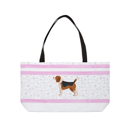 Pink Stripe Beagle Weekender Bag